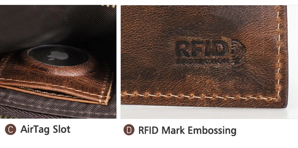 Herren Echtleder Geldbörse RFID Schlüsselanhänger Karten Münzfach Mini Reise Geschenk