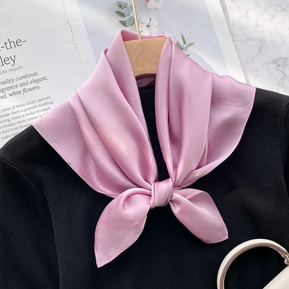 Damen Seidenschal 70cm einfarbig quadratisch weich Bandana Haarband natürlich