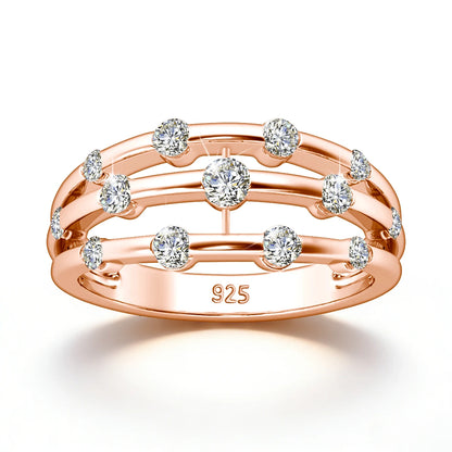 Damen-Ring aus Moissanit, 925er Sterling-Silber, Ewigkeitsband, Zertifiziertes Schmuckstück