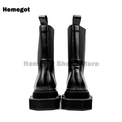 Schwarze Chelsea-Boots mit elastischen Einsätzen und dicker Plateau-Profilsohle