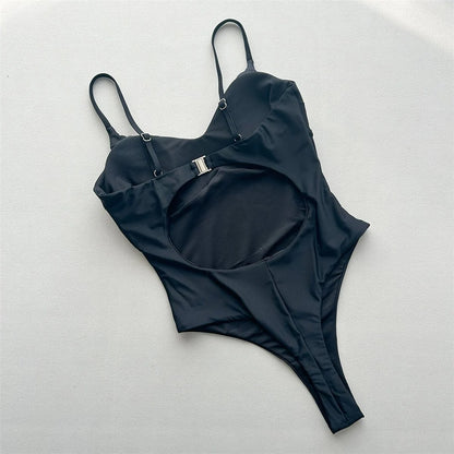 Damen Badeanzug Micro Tanga Bügel rückenfrei hoher Beinausschnitt Monokini
