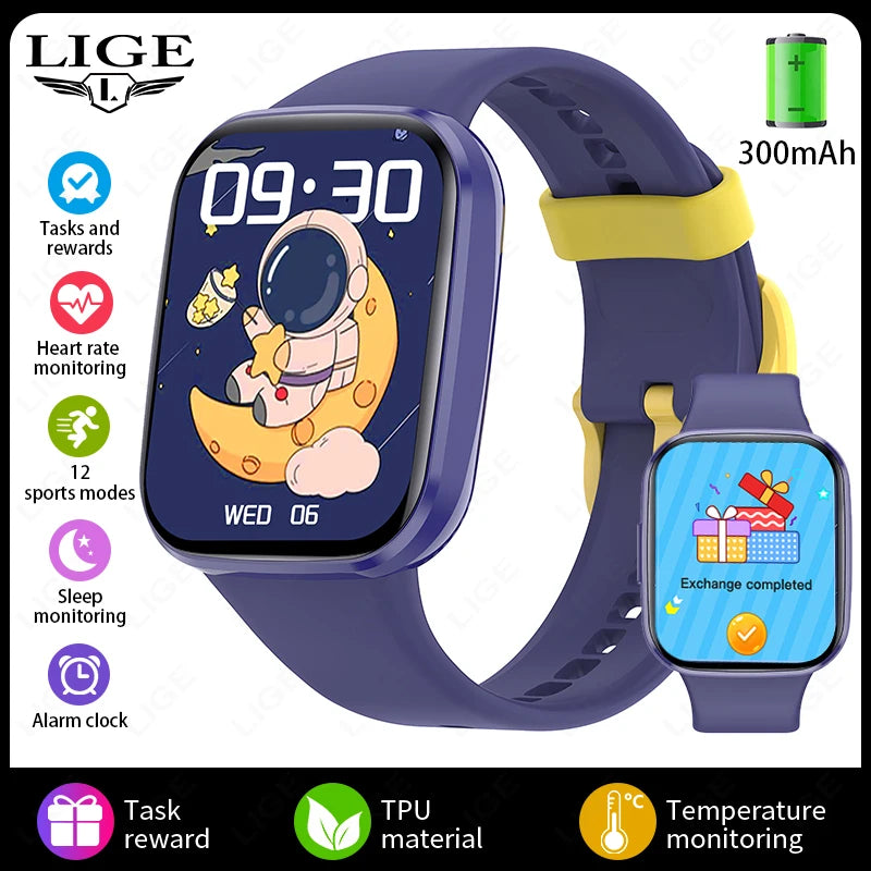LIGE Multifunktions-Smartwatch für Kinder im Alter von 5–12 Jahren, wasserdicht, für Kinder, Smartwatch, Wecker, Kinder, Studenten, Spiel, Armband, Kinder, Geschenk