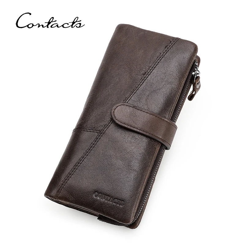 Herren Echtleder Lange Geldbörse Vintage Premium Kartenhalter Geldclip Luxus Reise