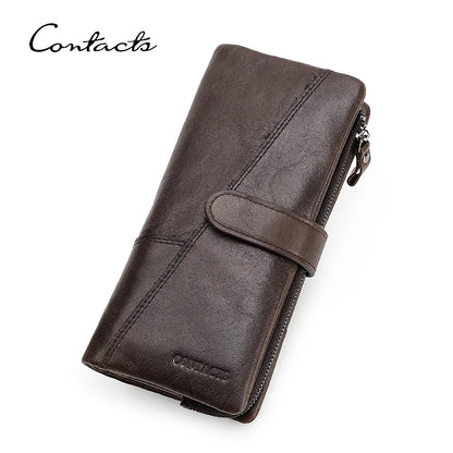 Herren Echtleder Lange Geldbörse Vintage Premium Kartenhalter Geldclip Luxus Reise