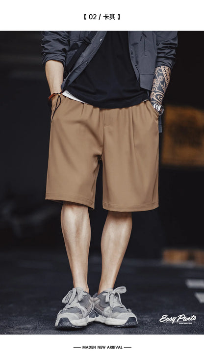 Herren Shorts aus Anti-Falten-Tuch mit elastischer Taille und lockerer Passform