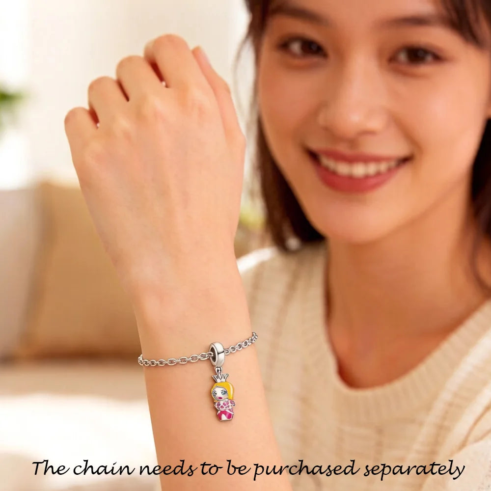 Damen-Charm-Anhänger Prinzessin Puppe süß aus Sterlingsilber