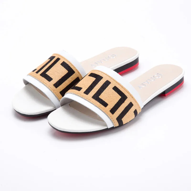 Damen Hausschuhe Echtes Leder Pferdehaar Casual