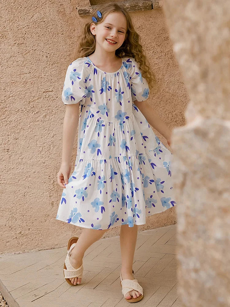 Prinzessinnen-Kleid für Mädchen in Lila mit Patchwork-Design – Sommermode für Kinder von 3 bis 14 Jahren