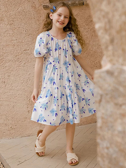 Prinzessinnen-Kleid für Mädchen in Lila mit Patchwork-Design – Sommermode für Kinder von 3 bis 14 Jahren