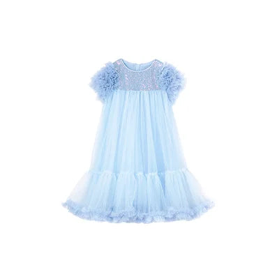 Ärmelloses Sommerkleid für Mädchen aus rosa Gaze – niedliches Kinderkleid für Hochzeiten und Partys, Blumenmädchen-Outfit, passend für 3 bis 14 Jahre