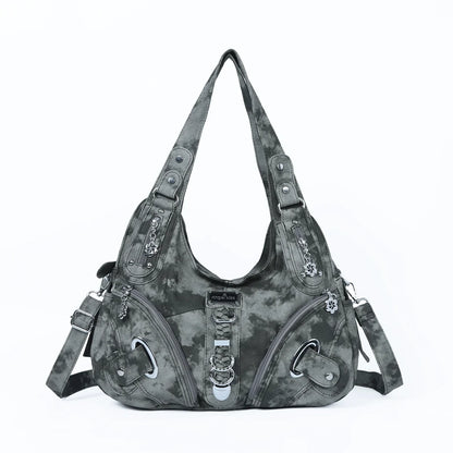 Damen-Schultertasche Großes Fassungsvermögen Mit Tie-Dye Muster Und Griff Im Vintage-Stil Für Alltag Und Freizeit