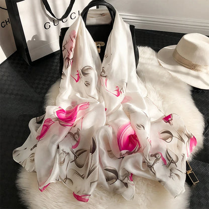 Damen Seidenschal groß 180x90cm Sommer Strand Foulard Bandana weich