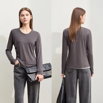 Damen T-Shirts im Minimalismus-Stil mit Patchwork für den Herbst 2024