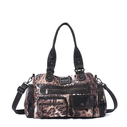 Damen-Satchel-Tasche Vintage-Schwarz Großes Fassungsvermögen Mit Abnehmbarem Tragegurt