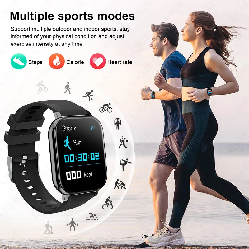 LIGE 1,44 Zoll Full Touch Screen Smart Uhr Bluetooth Anruf BT Musik EKG Gesundheit Überwachung Männer Frauen Smartwatch Für IOS Android