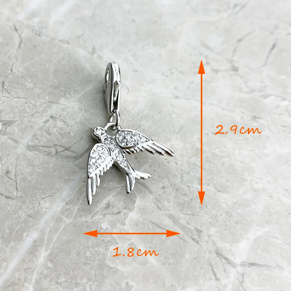 Damen-Charm-Anhänger Schwalbe Vogel Hoffnung Treue Sommer aus Sterlingsilber