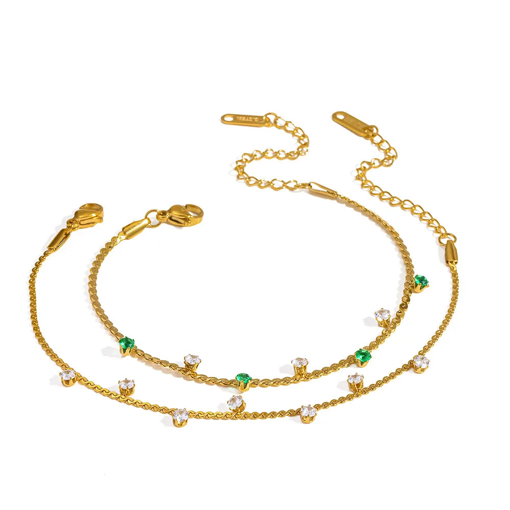 Damen-Armband CZ-Station aus Edelstahl