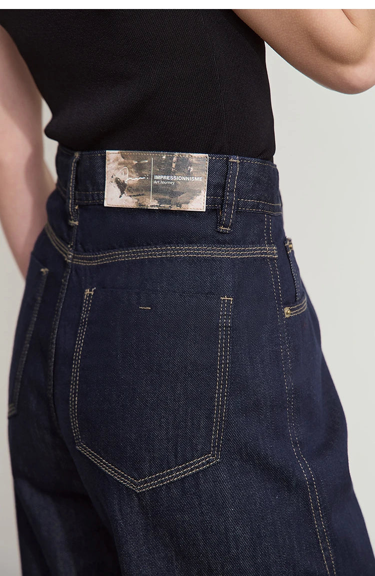 Damen Jeans aus Lyocell-Baumwolle mit weiten Beinen im Retro-Look