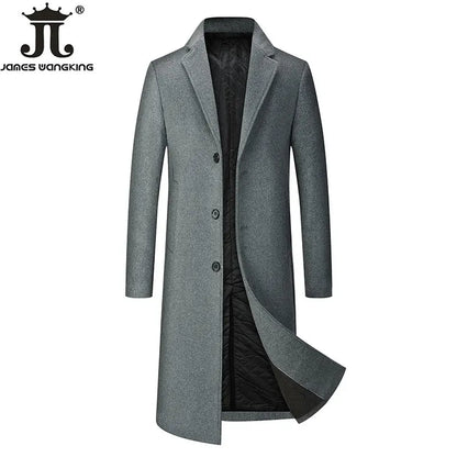 Langer Wollmantel für Herren – Klassischer Winterstil
