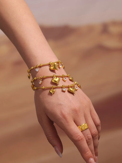 Damen-Armband mit Herz-Zirkonia aus Edelstahl