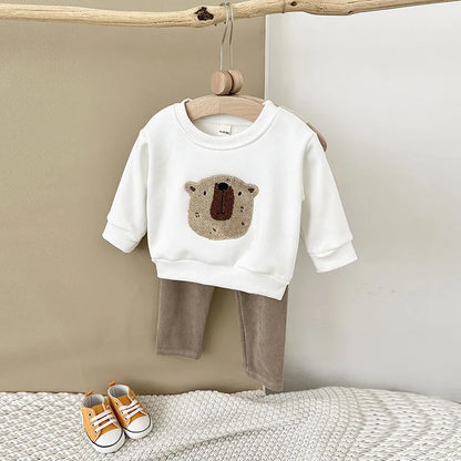 Unisex Baby Outfit Set mit Nette Bär Fleece Hoodie und Hosen