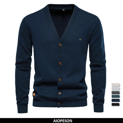 Herren Cardigan Sweater aus hochwertiger Baumwolle im lässigen einfarbigen Design