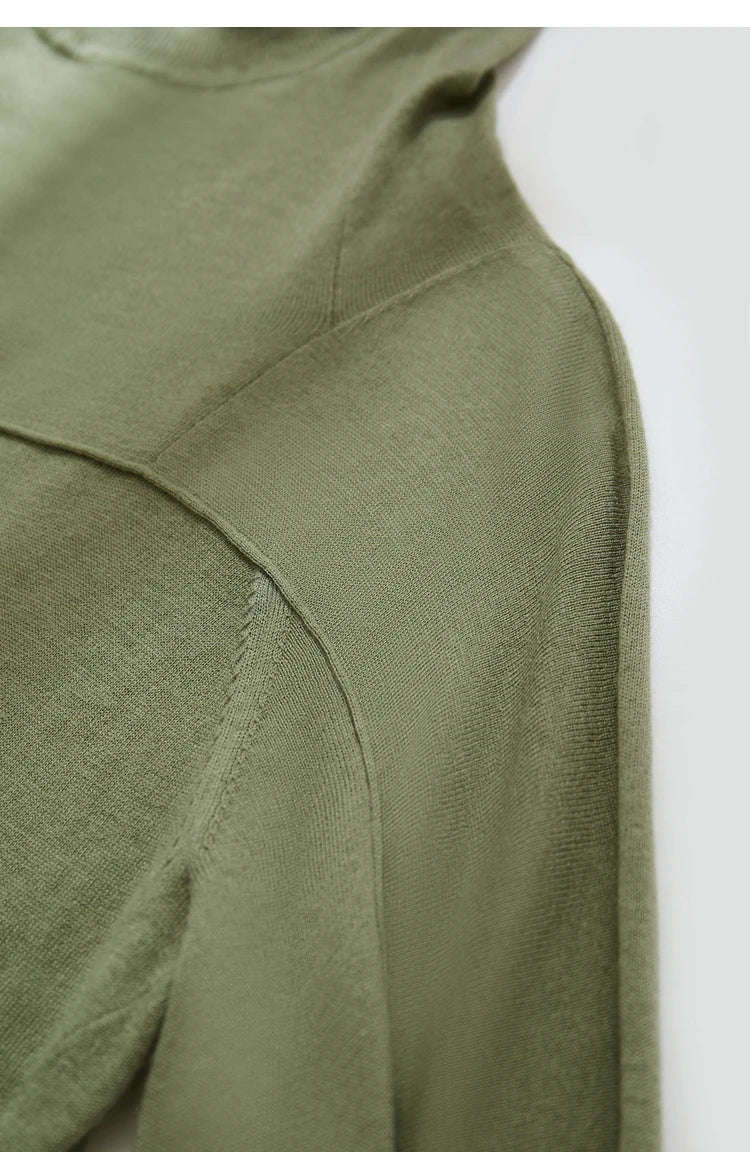 Damen-Kapuzenpullover Wolle Slim Stehkragen-Splicing Büro Herbst-Winter