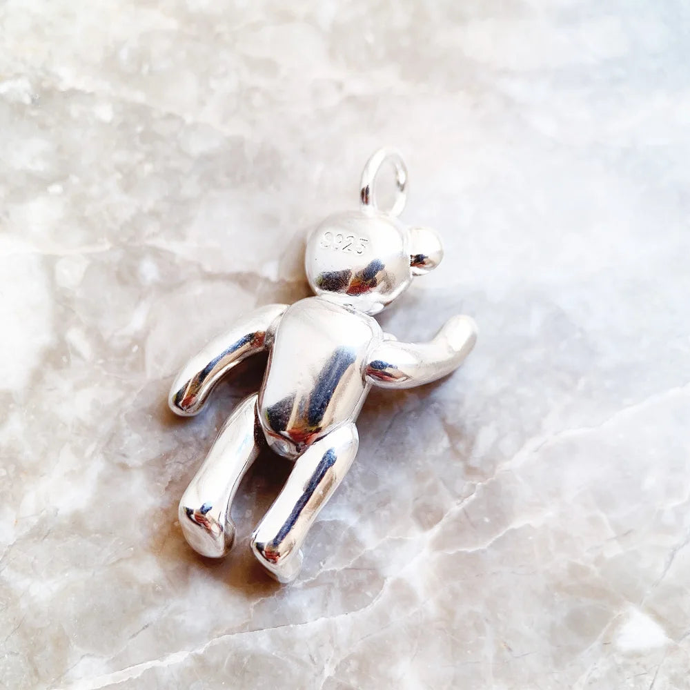 Damen-Charm-Anhänger Teddybär Winter süß aus Sterlingsilber