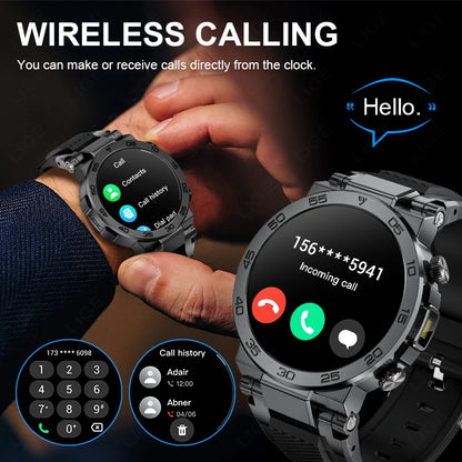 LIGE 2025 Neue Taschenlampe Smartwatch Wasserdicht 100 + Sport Herzfrequenz Blut Sauerstoff BT Anruf Outdoor Smart Uhr Für Android iOS