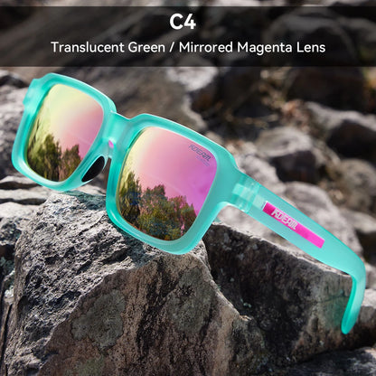 Sonnenbrille quadratisch polarisiert Vintage Bergsteigen Reißverschlussetui Herren