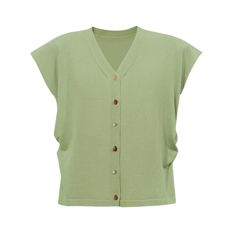 Damen V-Ausschnitt Cardigan Crop Kurzarm Viskose Sommer