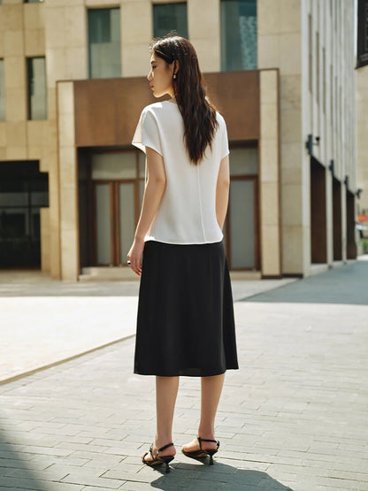 Langarm-Bluse aus 100% Baumwolle in Rosa mit Polo-Kragen und Fake-Layer-Design – Perfekt für den Frühling