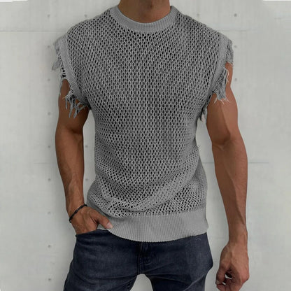 Ärmelloses Herren-Sportshirt mit gekämmter Textur – elastisches, schnelltrocknendes Fitness- und Freizeit-Top für den Sommer