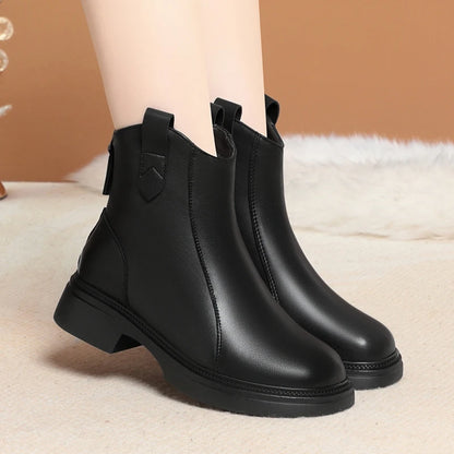 Damen Schnee Stiefel aus Faux Pelz mit rutschfester Sohle und Reißverschluss