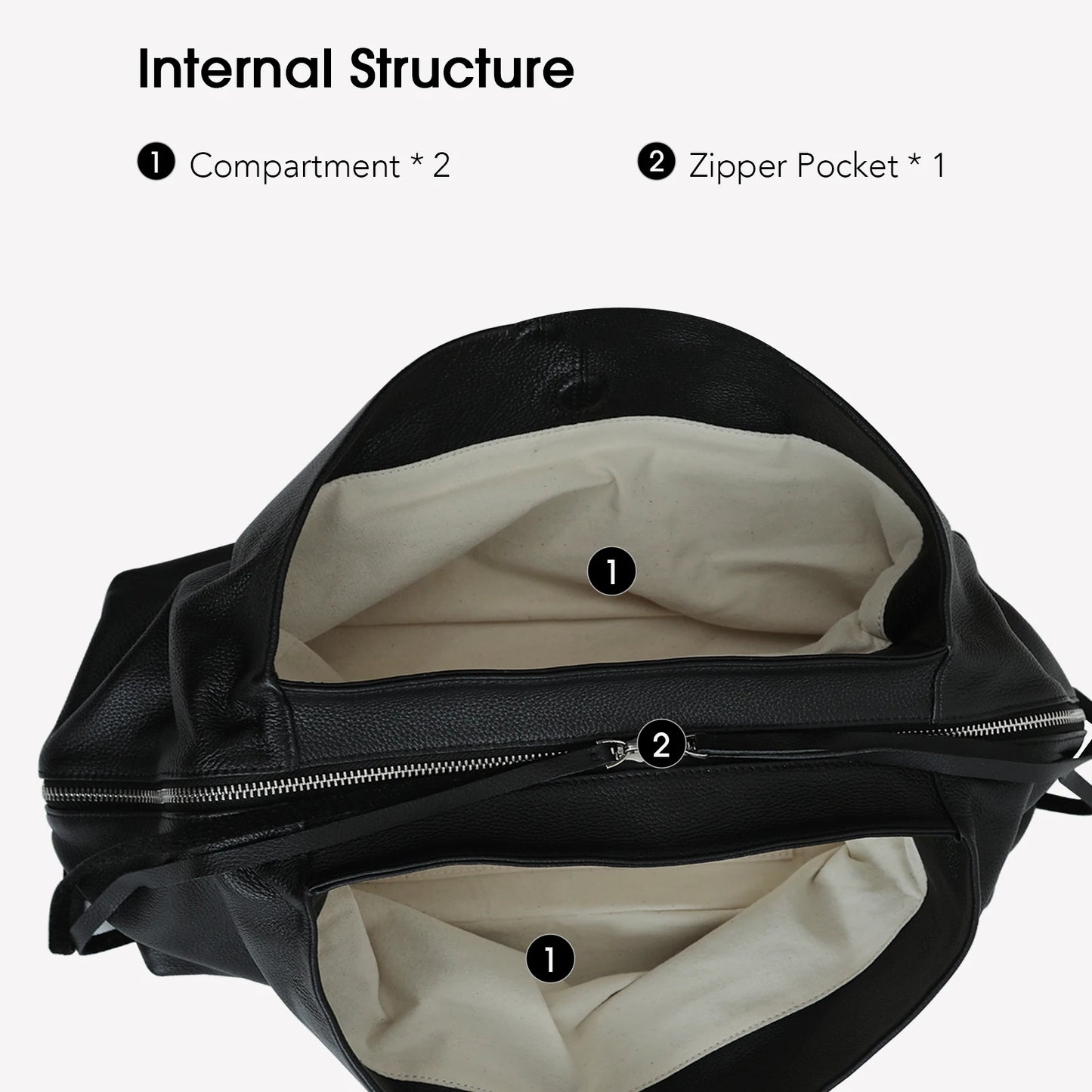 Große Ledertasche Echtes Leder - Wildleder-Details