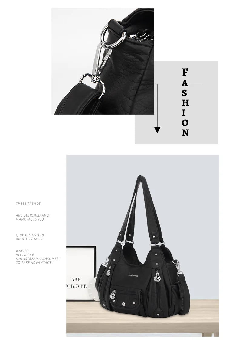 Damen-Schultertasche Aus PU-Leder Mit Reißverschluss Und Innenfach Für Alltag Und Freizeit
