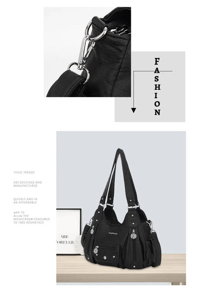 Damen-Schultertasche Aus PU-Leder Mit Reißverschluss Und Innenfach Für Alltag Und Freizeit