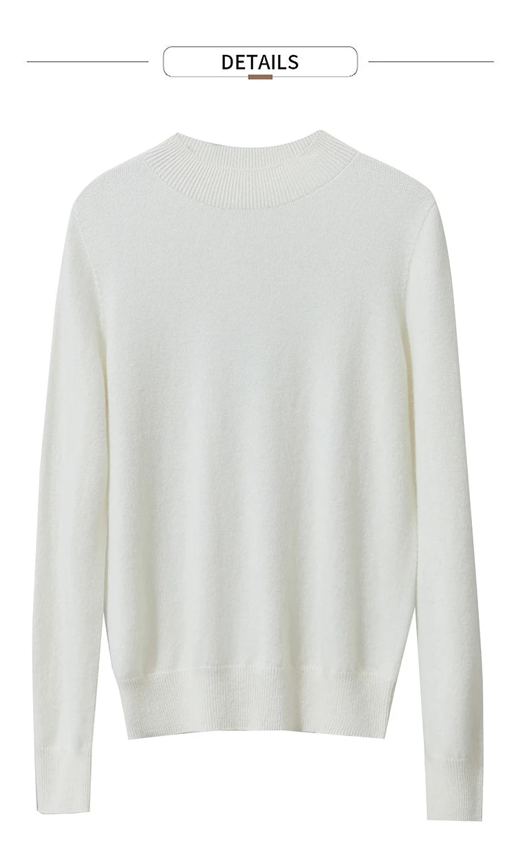Damen-Rollkragenpullover Wolle-Kaschmir locker Herbst