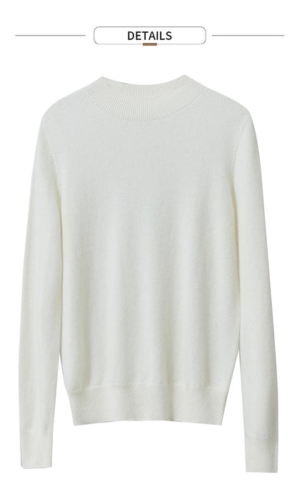 Damen-Rollkragenpullover Wolle-Kaschmir locker Herbst
