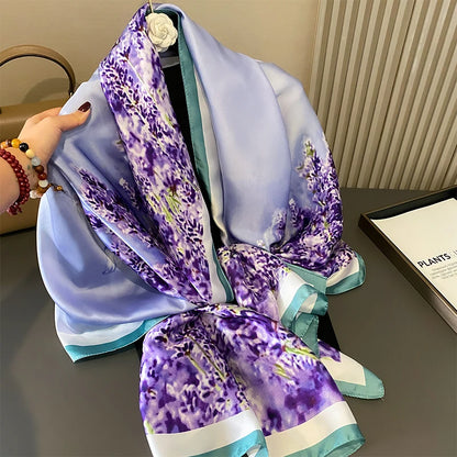 Damen Satin Seidenschal Hijab Sommer Sonnenschutz Strand Kopftuch Foulard