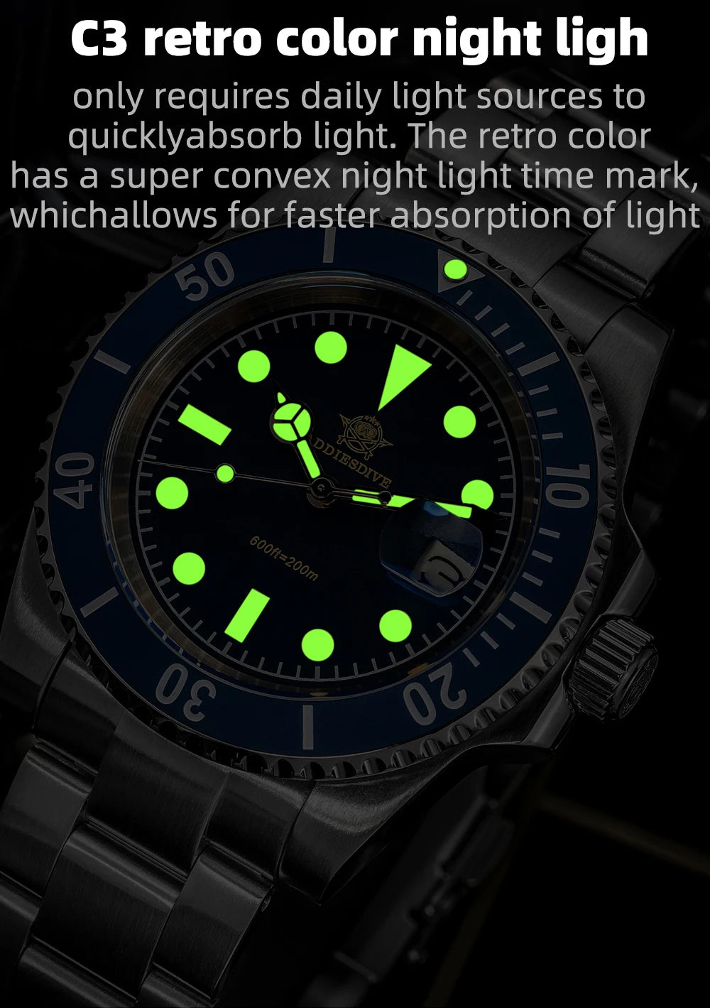 41mm Herren Quarzuhr Business 200m wasserdicht Mineralglas japanisches Werk Leuchtzeiger