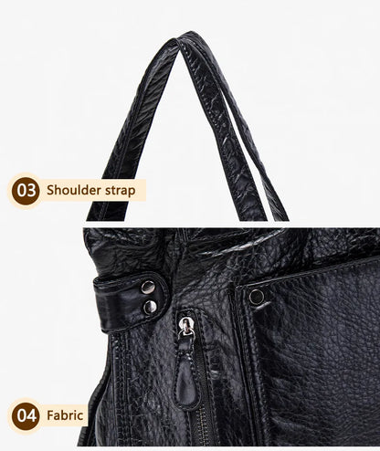 Damen-Handtasche aus weichem Leder mit Mehrfachfächern Große Umhängetasche mit Top-Griff