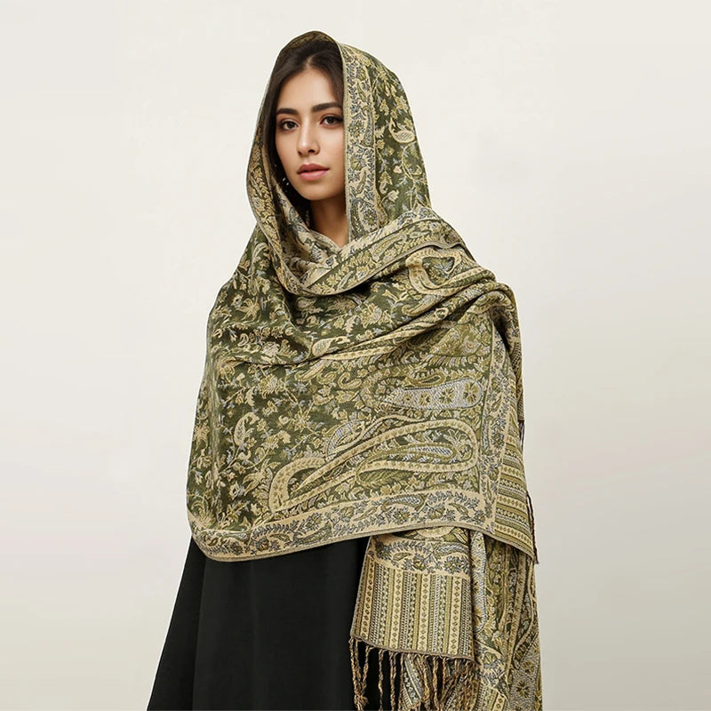 Damen Winterschal Kaschmir Jacquard Paisley lang Pashmina Bandana Foulard Luxus