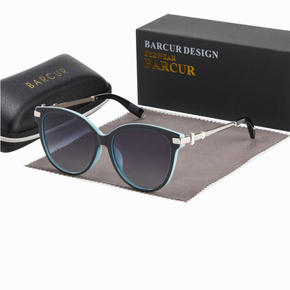 Damen-Sonnenbrille Katzenauge Edelstahl UV400 polarisiert Luxus Geschenk