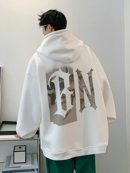 Herren Hoodie mit übergroßem Brief-Druck und Kapuze für den Herbst