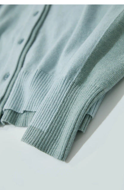 Damen-Strickjacke V-Ausschnitt koreanisch Fake-Zweiteilig Wolle locker Herbst