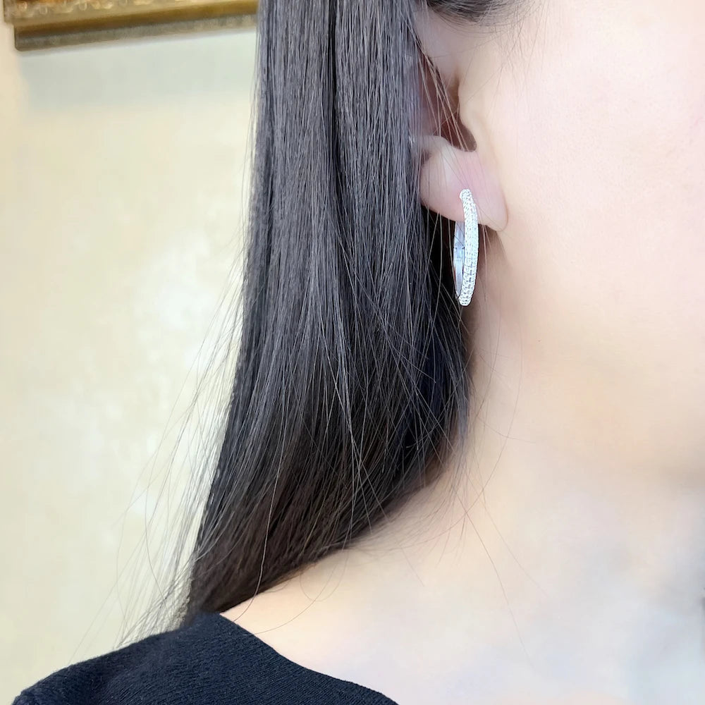 Damen-Creolen klappbar mit Pavé-Zirkonia aus Sterlingsilber