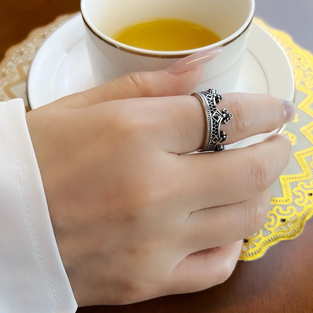 Damen-Ring Koenigskrone viktorianisch aus Sterlingsilber
