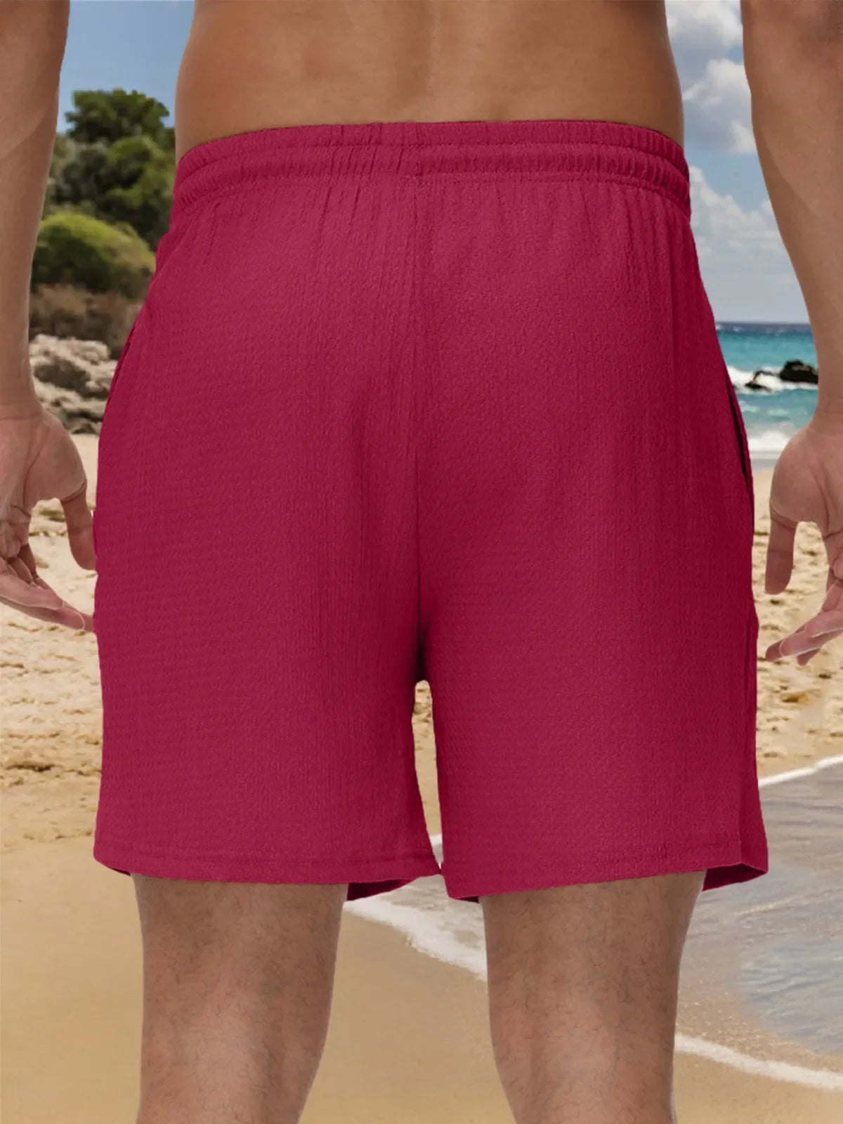 Leichte Herren-Sportshorts aus Eisseide – lockere, knielange Sommerhose in Schwarz