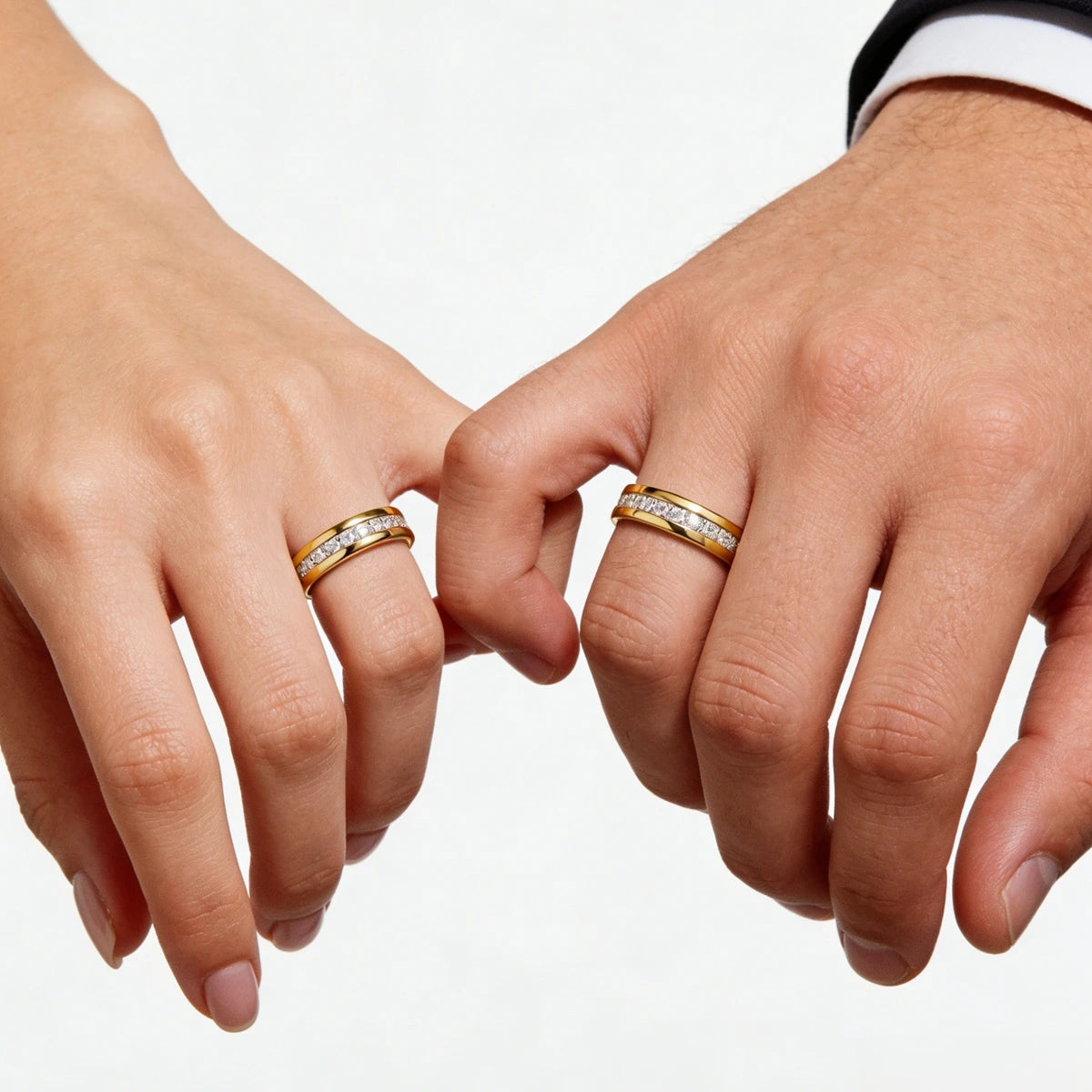 Paar-Ehering aus 925er Silber mit Moissanit für Verlobung und Hochzeit Romantischer Langlebiger Schmuck